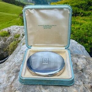 🌺 Antique Sterling Art Deco Mirror Compact